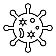 Fototapeta premium Bacteria Vector Outline Icon Isolated On White Background