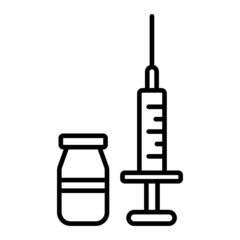 Drug injection Vector Outline Icon Isolated On White Background