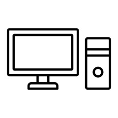 Computer Vector Outline Icon Isolated On White Background
