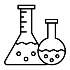 Chemistry bottle Vector Outline Icon Isolated On White Background