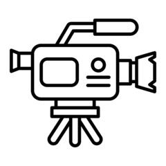 Video Camera Vector Outline Icon Isolated On White Background