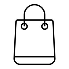Shopping Bag Vector Outline Icon Isolated On White Background
