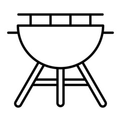 BBQ grill Vector Outline Icon Isolated On White Background