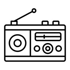 Radio Vector Outline Icon Isolated On White Background