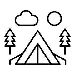 Camping Vector Outline Icon Isolated On White Background
