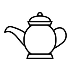 Teapot Vector Outline Icon Isolated On White Background
