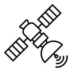 Satellite Vector Outline Icon Isolated On White Background