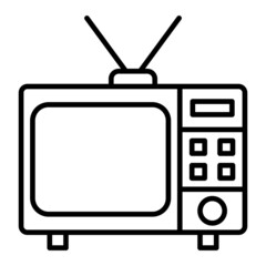 Television Vector Outline Icon Isolated On White Background
