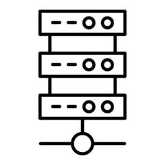 Server Vector Outline Icon Isolated On White Background