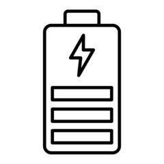 Battery Vector Outline Icon Isolated On White Background