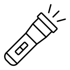 Flashlight Vector Outline Icon Isolated On White Background