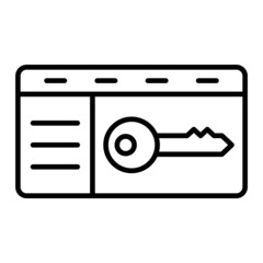 Key card Vector Outline Icon Isolated On White Background