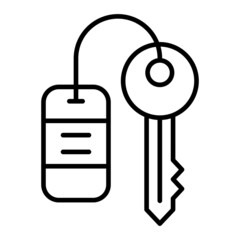 Room key Vector Outline Icon Isolated On White Background