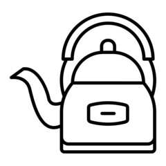 Kettle Vector Outline Icon Isolated On White Background