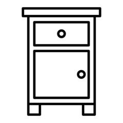 Bedside Table Vector Outline Icon Isolated On White Background