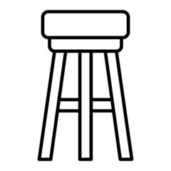 Stool Vector Outline Icon Isolated On White Background