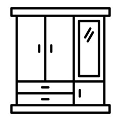 Wardrobe Vector Outline Icon Isolated On White Background