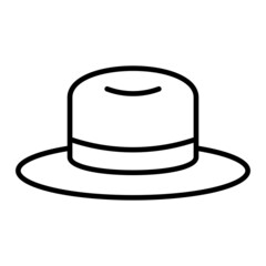 Fedora Hat Vector Outline Icon Isolated On White Background