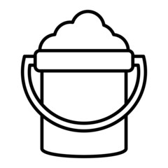 Sand Bucket Vector Outline Icon Isolated On White Background