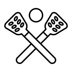 Broomball Vector Outline Icon Isolated On White Background