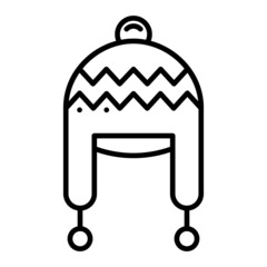 Fototapeta premium Winter Hat Vector Outline Icon Isolated On White Background