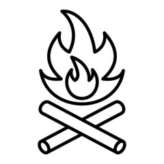 Bonefire Vector Outline Icon Isolated On White Background