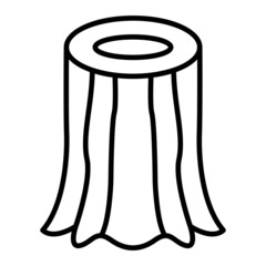 Tree stump Vector Outline Icon Isolated On White Background