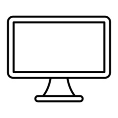 Monitor Screen Vector Outline Icon Isolated On White Background