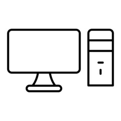 Pc Vector Outline Icon Isolated On White Background