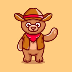 cute bear illustration wearing cowboy clothes