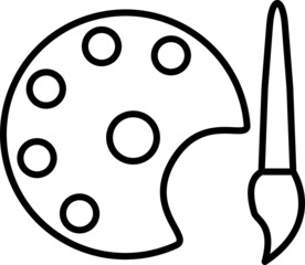 Paint Palette Vector Outline Icon Isolated On White Background