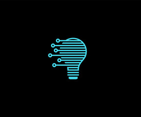 Simple Modern Minimalist bulb tech logo design icon vector