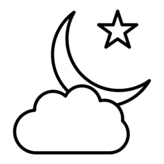 Crescent Moon Vector Outline Icon Isolated On White Background