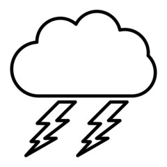 Thunder Vector Outline Icon Isolated On White Background