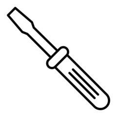 Screwdriver Vector Outline Icon Isolated On White Background