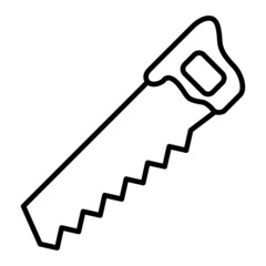 Saw Vector Outline Icon Isolated On White Background