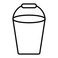 Bucket Vector Outline Icon Isolated On White Background