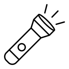 Flashlight Vector Outline Icon Isolated On White Background