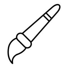 Paint Brush Vector Outline Icon Isolated On White Background