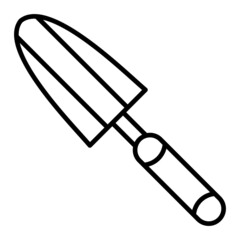 Trowel Vector Outline Icon Isolated On White Background