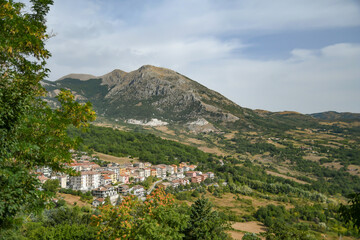 Fototapeta na wymiar Panoramic view of Latronico, a medieval town in the Basilicata region, Italy. 