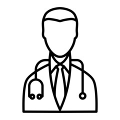 Doctor Vector Outline Icon Isolated On White Background
