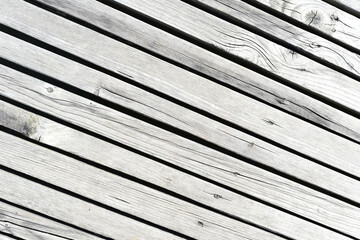 Wooden wall made of diagonal boards with light stripes. background