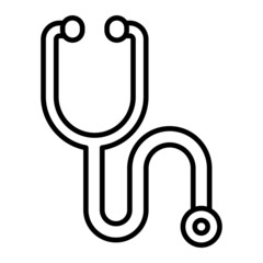 Stethoscope Vector Outline Icon Isolated On White Background