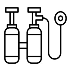 Oxygen Tank Vector Outline Icon Isolated On White Background