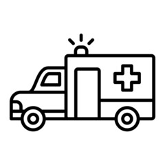 Ambulance Vector Outline Icon Isolated On White Background