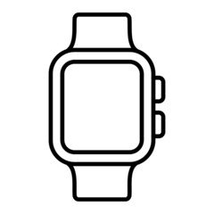 Smart Watch Vector Outline Icon Isolated On White Background