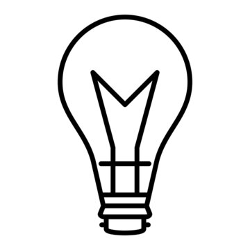 Light Bulb Vector Outline Icon Isolated On White Background