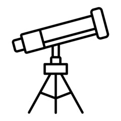 Telescope Vector Outline Icon Isolated On White Background