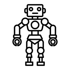 Robot Vector Outline Icon Isolated On White Background